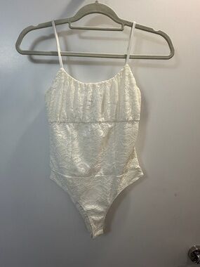 NWOR Lace White Lace Bodysuit Spaghetti Strap